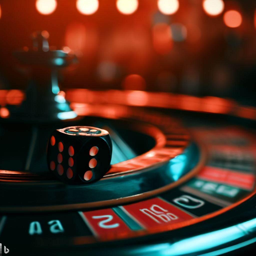 Roulette wheel with a dice on it