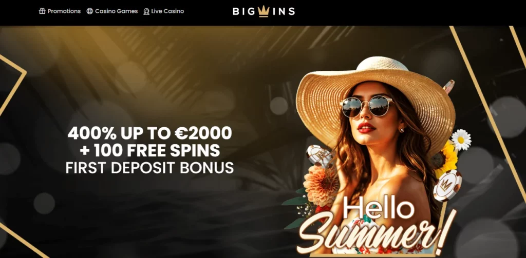 Big Wins Casino main page
